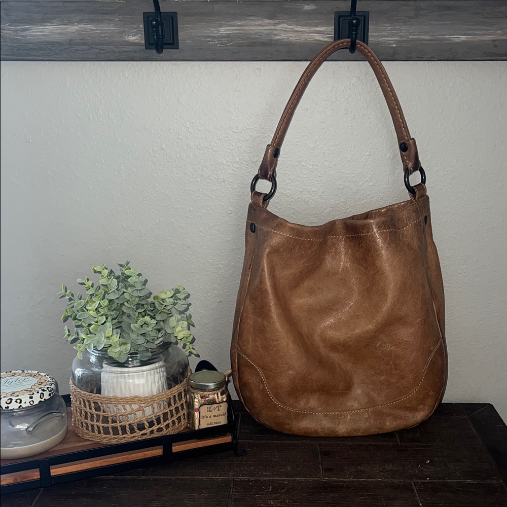 Frye Brown Leather Hobo Bag